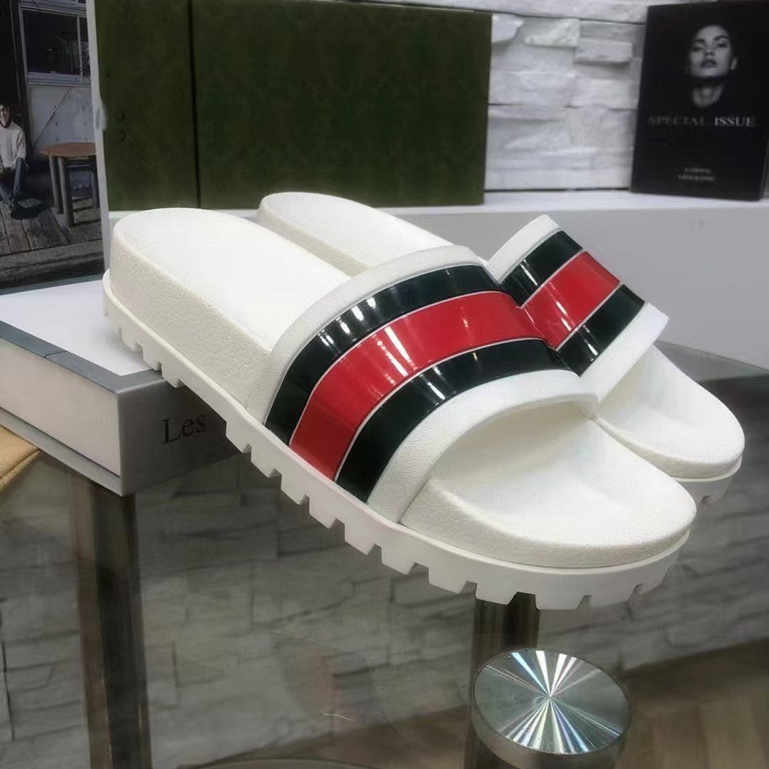 Summer Stripes Slippers Indoor and Outdoor Korean Style Couple Word Non-Slip Bathroom Home Fashion Trend