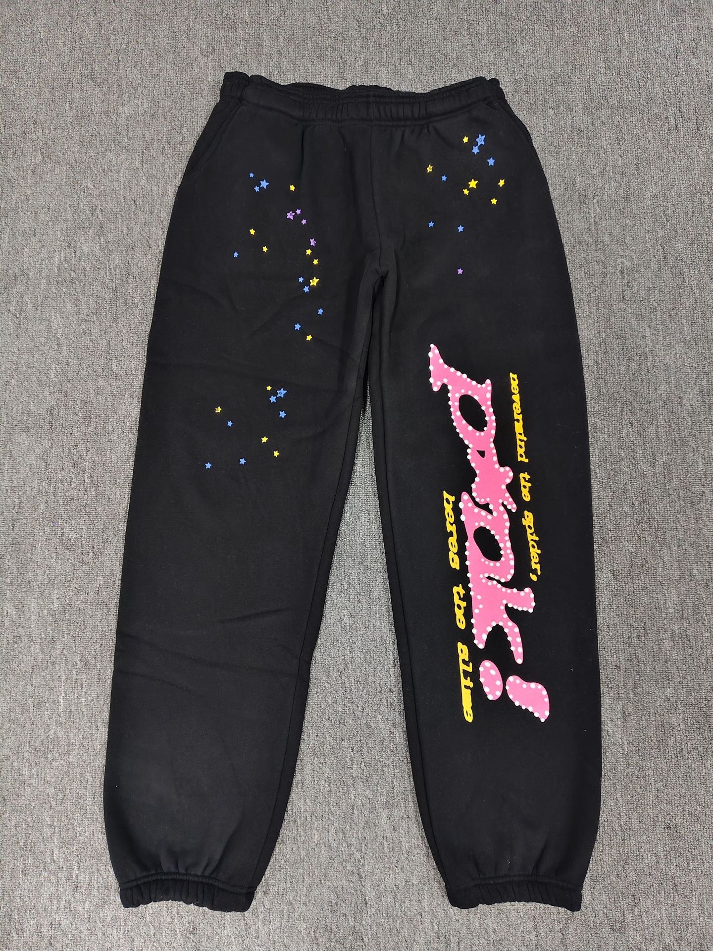 [Fleece Lined]Young Thug American Style Brand Sp5DER 555555 Spider Web Foam Print Casual Unisex Sweatpants