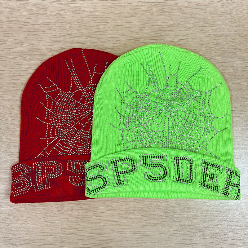 GMabcd Men and Women Couple Style Rhinestone Knitted Woolen Cold Hat All-match Hip-hop Hat