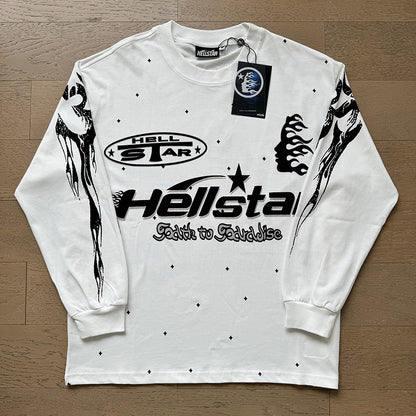 2025 Summer New American Fashion Brand Male and Female Couples Wear plus Size Loose Pullover Long Sleeve T-shirt Teenagers
