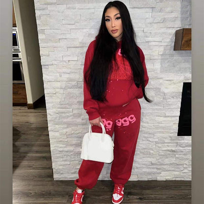 Sp55der High Quality Spider Web Foam Letter Loose Men's and Women's Suits Pants