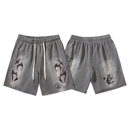 Washed Vintage Casual Shorts 2024 Summer New European and American Trendy Brand Five-Point Shorts