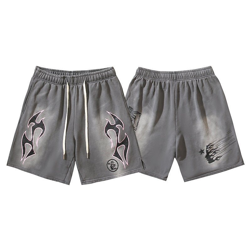 Washed Vintage Casual Shorts 2024 Summer New European and American Trendy Brand Five-Point Shorts