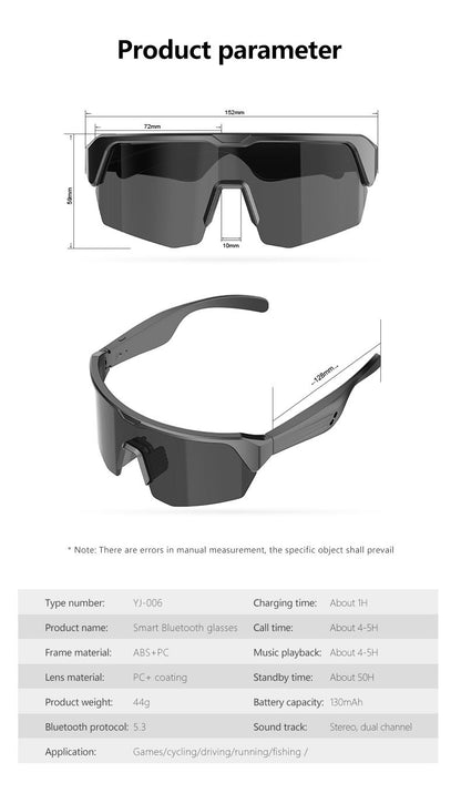 Outdoor Sports Sunglasses Smart Glasses Fashionable Cycling Bluetooth Glasses for Listening to Music and Calling Unisex
