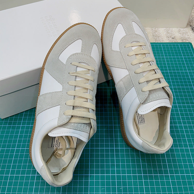 GMabcd mm6 Dexun Shoes for Women 2025 New Model Top Layer Cowhide Raw Rubber Sole Comfortable Casual Sneakers for Men and Women
