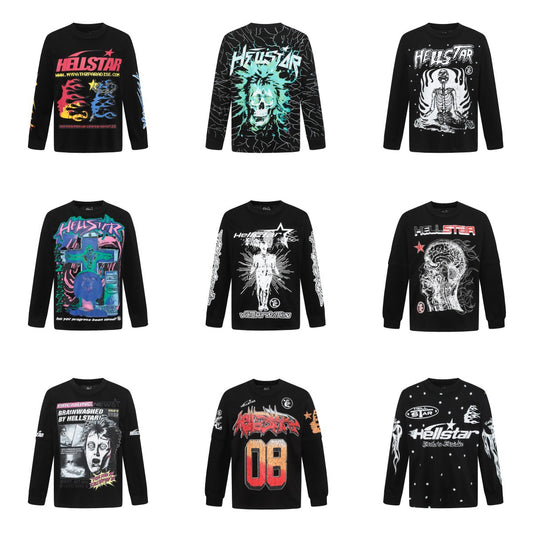 HS American Style Oversized Long Sleeve T-Shirt Autumn Base Shirt Men's Pullover Shirt