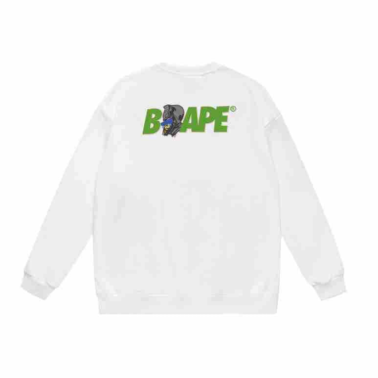 Terry Sweatshirt with Ape Man Letter Print, Unisex, Pure Cotton, Loose Fit, Thin, Crew Neck Pullover Top, Outerwear
