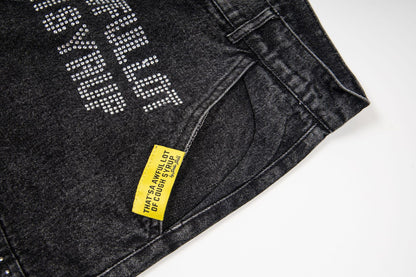 That's A Awful Lot of Cough Syrup Rhinestone Washed Denim Streetwear Pants