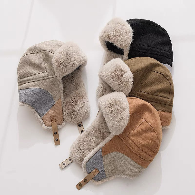 Ushanka Men and Women Riding Cold-Proof Autumn and Winter Fleece-lined Warm Riding Electric Car Windproof Earflaps Hat Cross-Border Foreign Trade