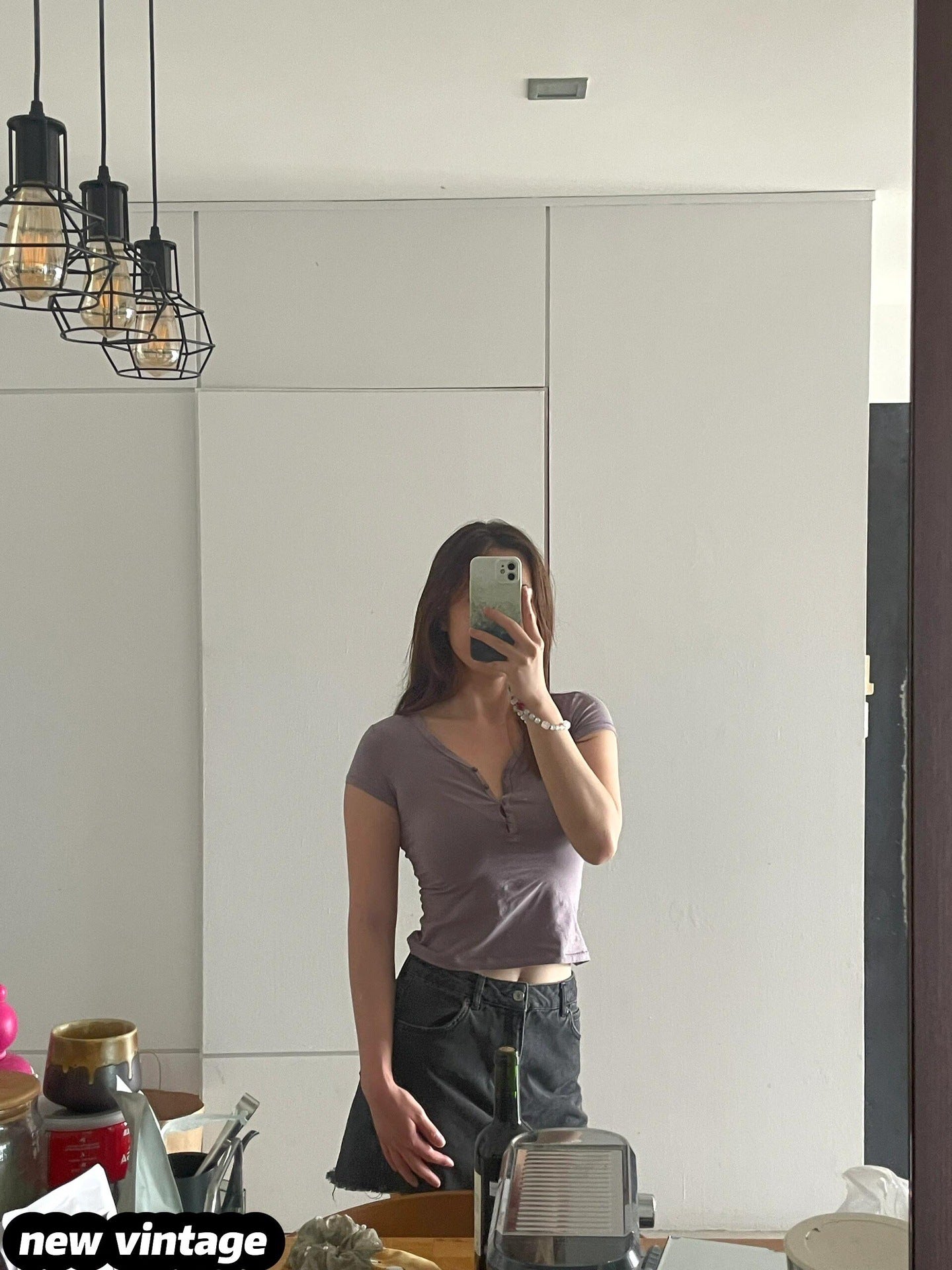 Skim Same Style Kardashian New Vintage Henley Shirt Button Baby Same Style New Vintage Summer Top