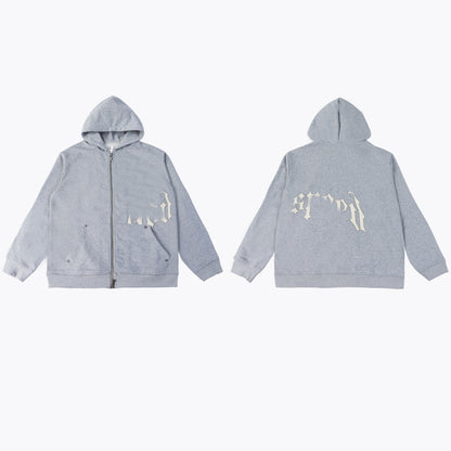 GMabcd Casual Set God-peed Patch Letter Cardigan Hoodie High Street Men's Casual Sweatshirt Sweatpants