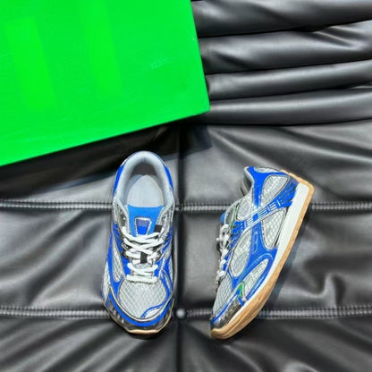 GMabcd New Casual Genuine Leather Mesh Patchwork Dad Shoes Versatile Fashion Couple Lace-up Sneakers