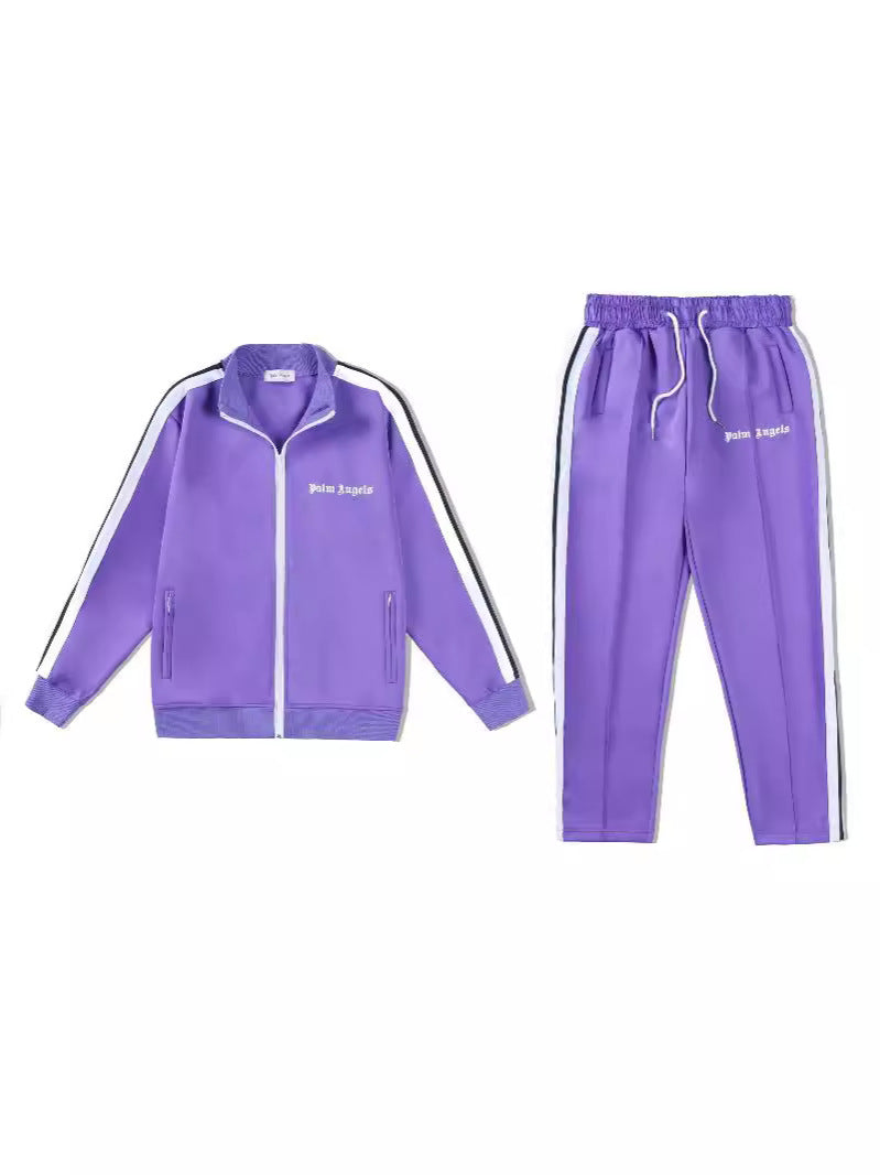 24SS Retro Trend Angel Color Block Embroidered Casual Jacket Top Jacket Set Long Pants Sweatshirt Trend
