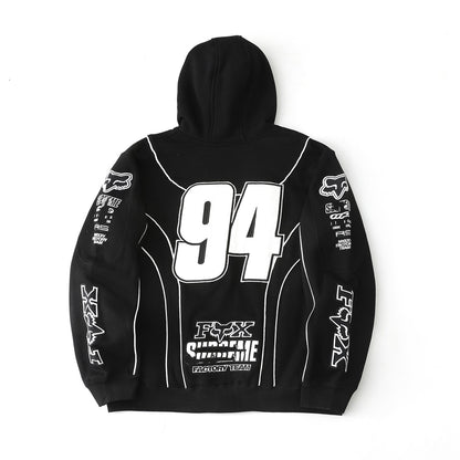 Sup x Fox Collab Fleece-Lined Zip-Up Hooded Sweatshirt Jacket Unisex
