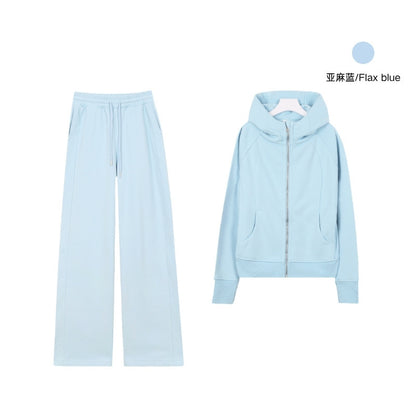 LULU Embroidered Hooded Zipper Cardigan Slim Fit Sweatshirt Set Fleece Lined Full Zipper Cardigan Jacket Gold Label