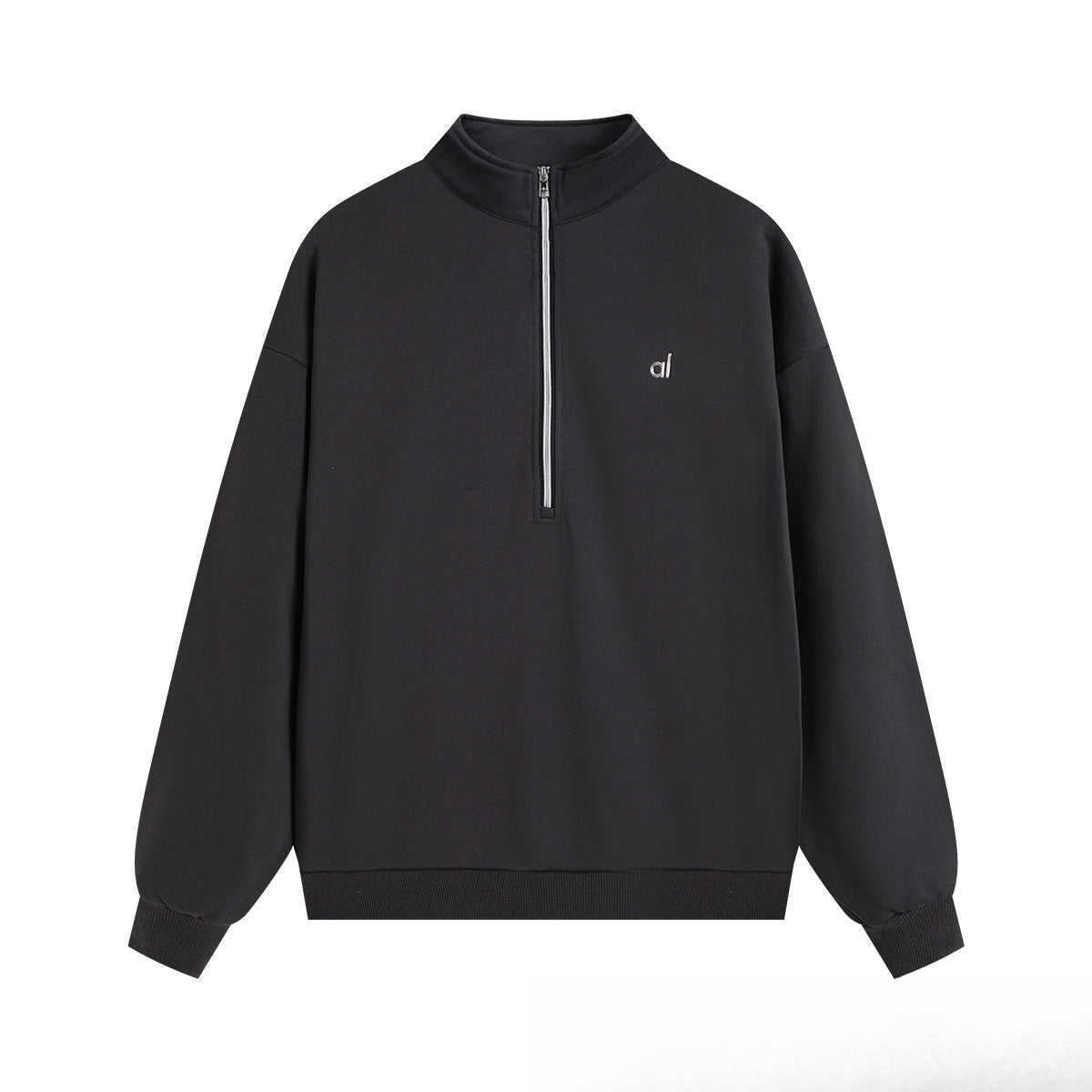 A-L-O Half-Zip Sweatshirt for Women, Autumn and Winter Loose Stand Collar Slimming Jacket, Casual Sports Top