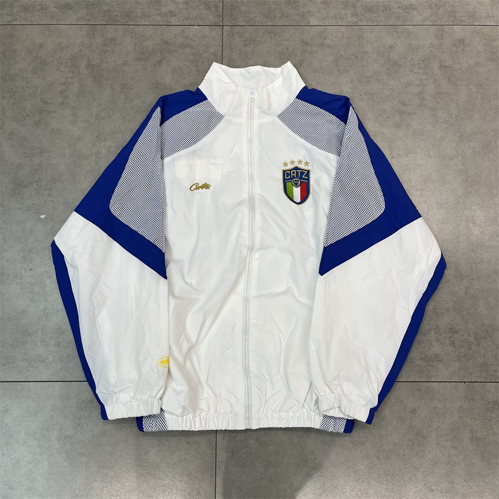 Gmabcd New Corteiz Alcatraz Embroidered Logo Woven Casual Sports Suit Spring Thin Long Pants with Zipper