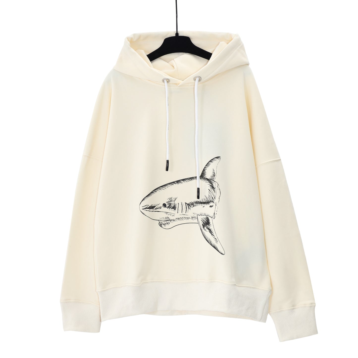Hooded Sweatshirt Unisex Design Sense Tailless Shark Print Fashion Casual Long Sleeve