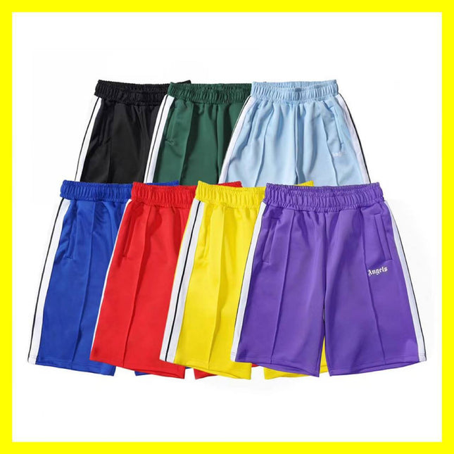 PA Angel Trendy Brand Striped Rainbow Ribbon Shorts Unisex Couple Fog High Street Palm Tree Loose Five-Point Pants