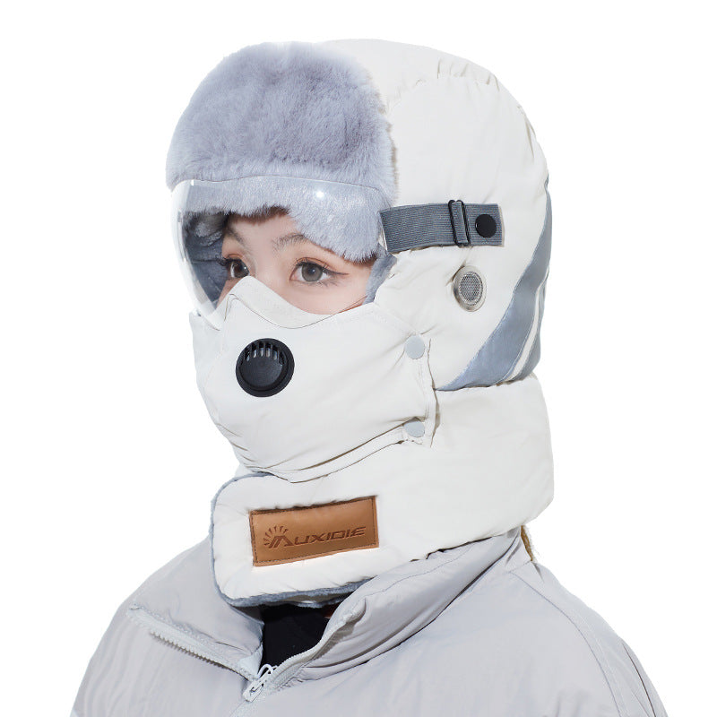 Winter Hat Female Riding Electric Car Cold-Proof Warm Pullover Cap Windproof Snow Cover Face Mask Men Earflaps Lei Feng Hat