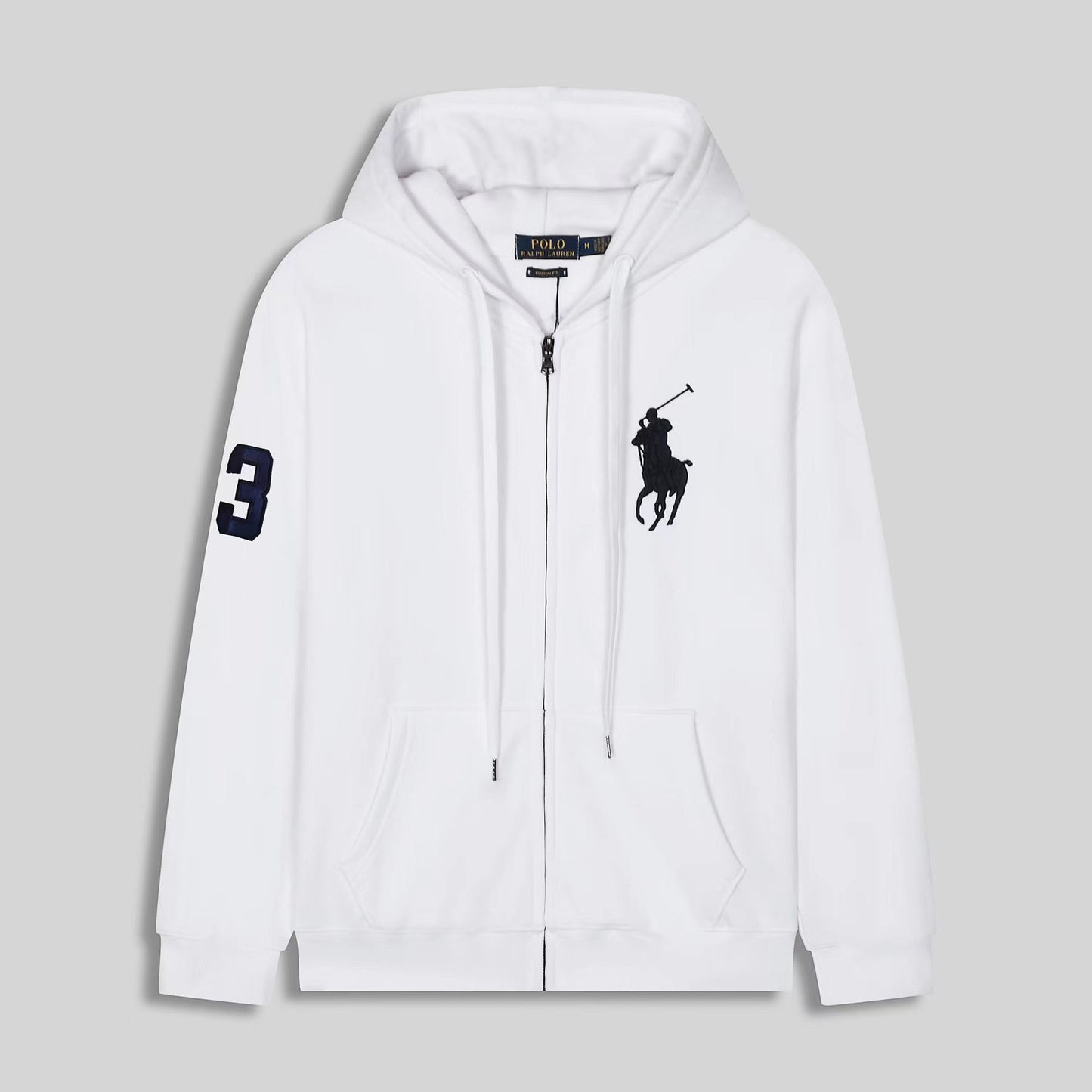 GMabcd Spring and Autumn Thin Pony Hooded Sweatshirt RL Cardigan Zipper Embroidery Loose Plus Size Paul POLO Jacket