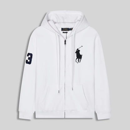 GMabcd Spring and Autumn Thin Pony Hooded Sweatshirt RL Cardigan Zipper Embroidery Loose Plus Size Paul POLO Jacket