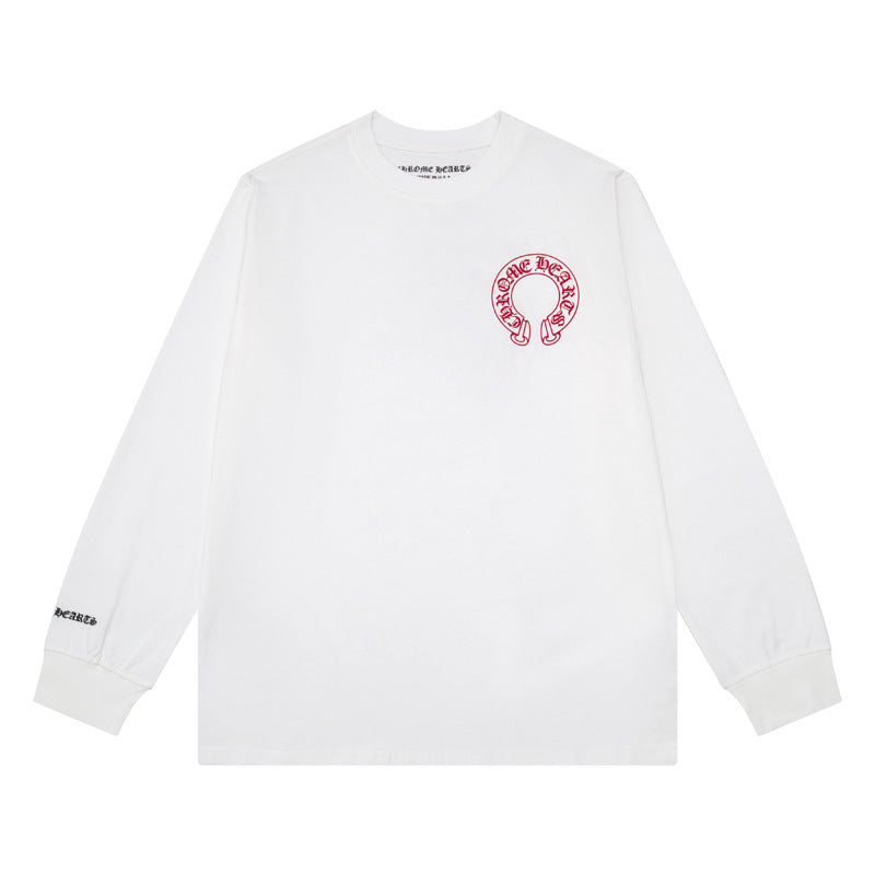 Ch Heart High-Quality Double Yarn Pure Cotton Unisex Printed Long Sleeve T-Shirt