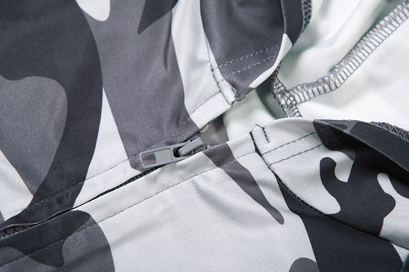 2025 Autumn Women's New Fashion Hooded Camouflage Print Long Sleeve Sports Trendy Slim Fit Long Pants Two-Piece Set