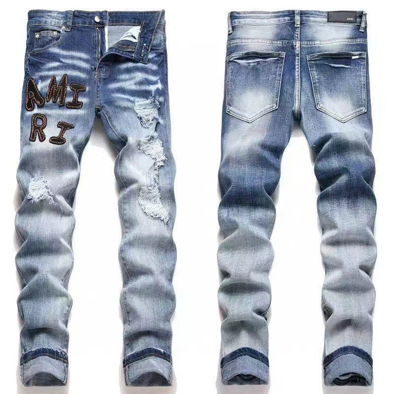 GMAM Heavy Craft Washed Distressed High Street Embroidered Unisex Jeans