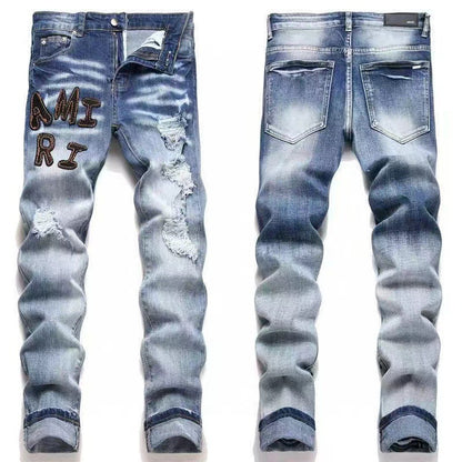 GMAM Heavy Craft Washed Distressed High Street Embroidered Unisex Jeans