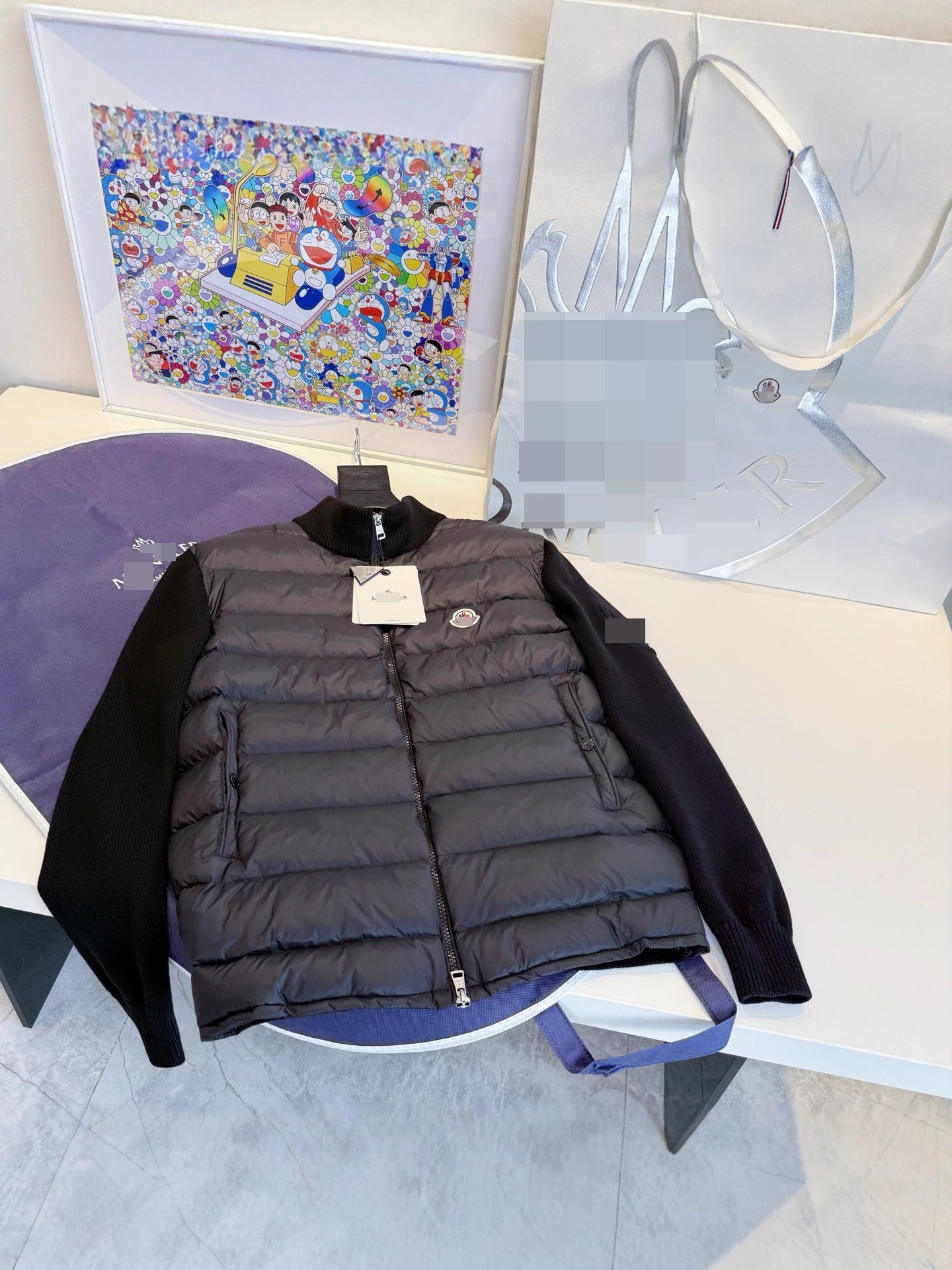 GMabcd Monokini Down Jacket Stand Collar Knitted Patchwork Lightweight Simple Autumn Winter NFC Down Lightweight Coat