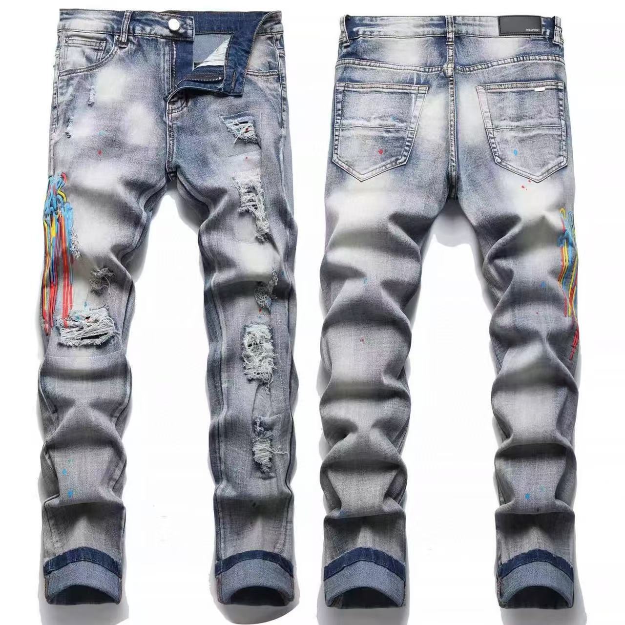 GMAM Heavy Craft Washed Distressed High Street Embroidered Unisex Jeans