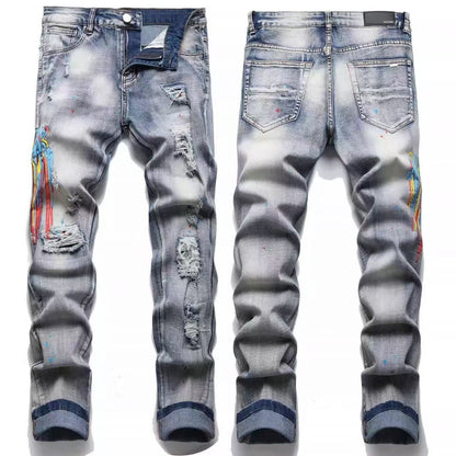 GMAM Heavy Craft Washed Distressed High Street Embroidered Unisex Jeans