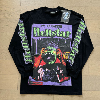 2025 Summer New American Fashion Brand Male and Female Couples Wear plus Size Loose Pullover Long Sleeve T-shirt Teenagers