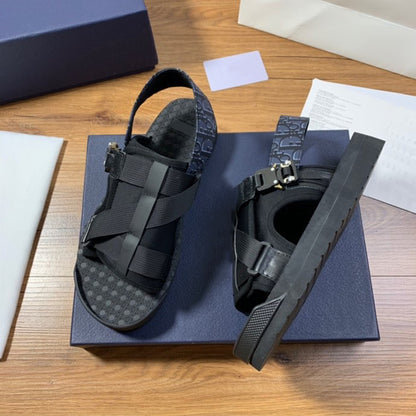 GMabcd Men's Fashion Printed Cloth Magic Tape Casual Slip-On Sandals Non-Slip Outdoor Beach