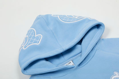SIXPM American Retro Youth Trendy Outerwear Fashion Zipper Hoodie Fleece Set Pants Unisex Winter