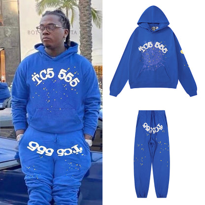 Sp55der High Quality Spider Web Foam Letter Loose Men's and Women's Suits Pants