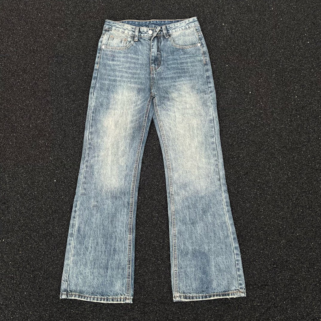 FEAR OF GQD Double Line Blue Heavy Washed Jeans High Street Couple Men and Women Jeans