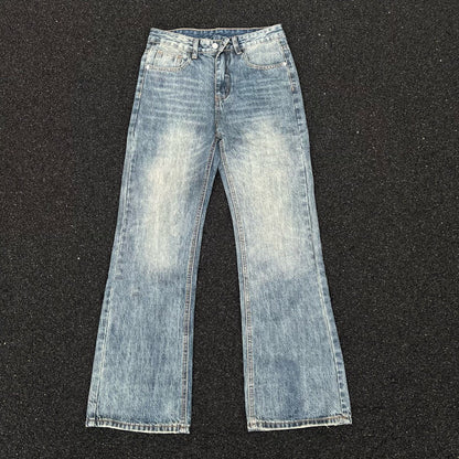 FEAR OF GQD Double Line Blue Heavy Washed Jeans High Street Couple Men and Women Jeans