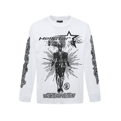 HS American Style Oversized Long Sleeve T-Shirt Autumn Base Shirt Men's Pullover Shirt