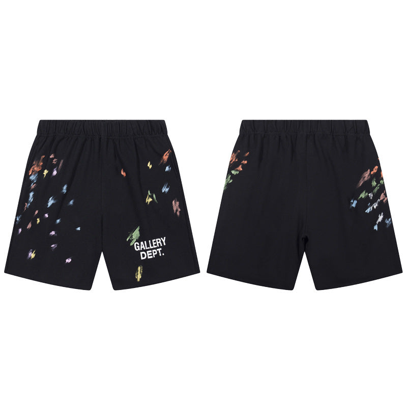 Ink Splash Graffiti Shorts for Men, Teenagers, European and American Trendy Brand, Casual Five-Point Shorts, Summer Workwear