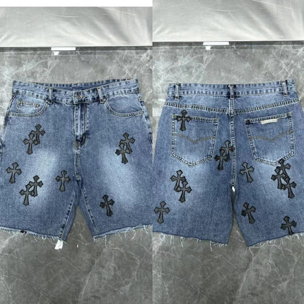 24ss Ch Heavy Industry Cross Patch Denim Shorts Couple Shorts