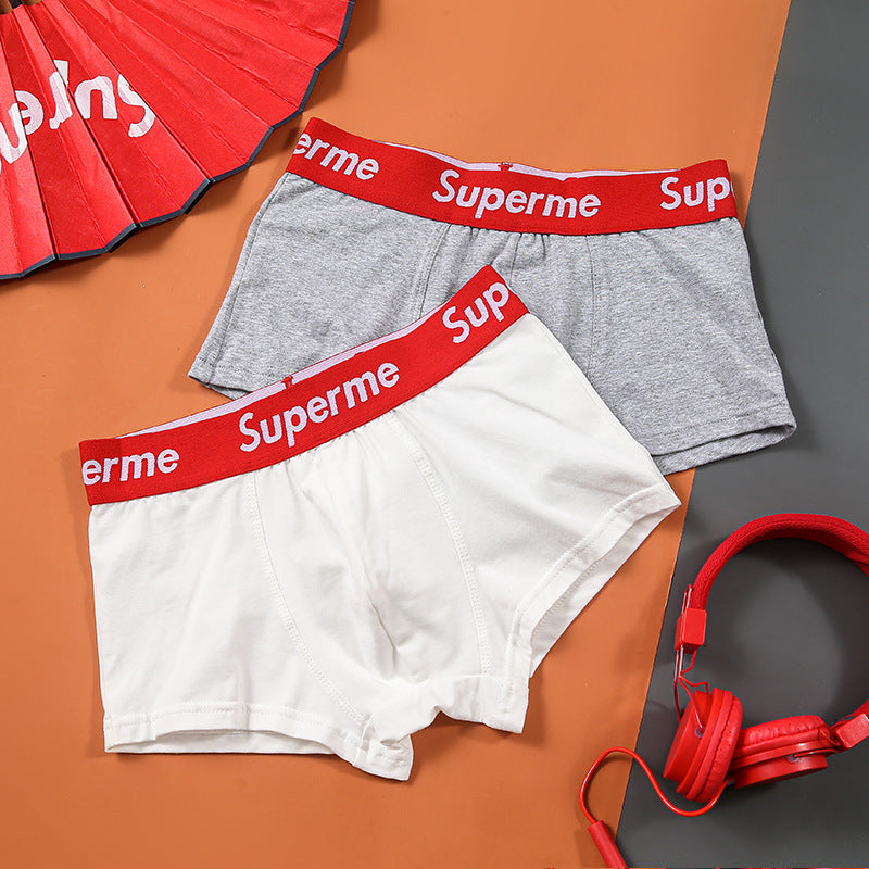 Men's Cotton Underwear Trendy Wide Waistband Mid-Rise Loose Breathable Youth Fashion Four-Corner Comfortable Large Sports Shorts