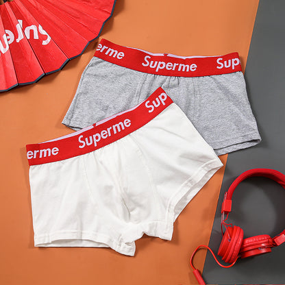 Men's Cotton Underwear Trendy Wide Waistband Mid-Rise Loose Breathable Youth Fashion Four-Corner Comfortable Large Sports Shorts