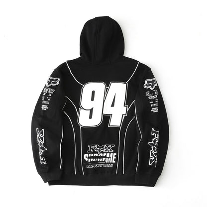 Sup x Fox Collab Fleece-Lined Zip-Up Hooded Sweatshirt Jacket Unisex