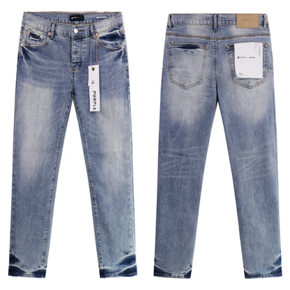 Jeans Washed and Distressed Retro Tattered Jeans Splash Ink Ruffle Handsome and Beautiful Style
