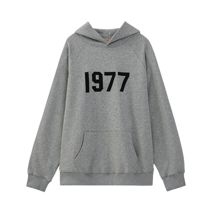 2025 New FOG 1977 Flocked Print Digital High Street European and American Style Sweatshirt Loose Casual Pants Unisex Set