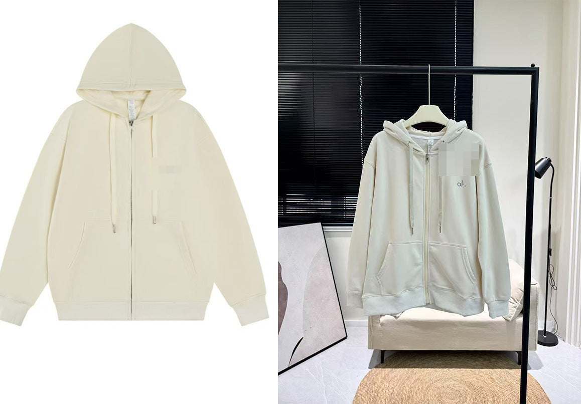 A-L-O Oversized Heavyweight Zip Hoodie Terry Fleece Streetwear Jacket