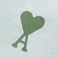 Trendy Brand Am* Small Heart Embroidered Shirt Casual Loose Fit Unisex Couple Style Amy Cotton Long Sleeve Top