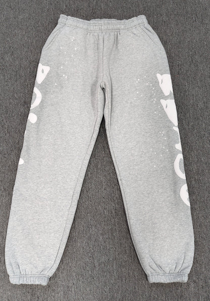 [Fleece Lined]Young Thug American Style Brand Sp5DER 555555 Spider Web Foam Print Casual Unisex Sweatpants